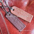 decoration piece leather words embossed plain luggage tag